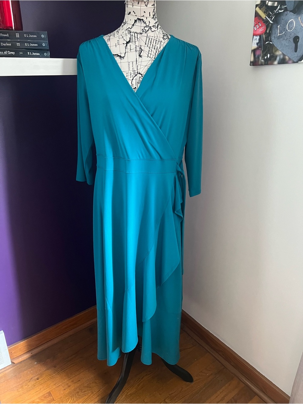 Lane Bryant Teal Faux-Wrap Dress